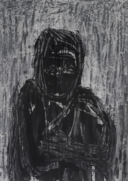 Black Figure, 2003, Acrylic Ink on paper, 100x71cm